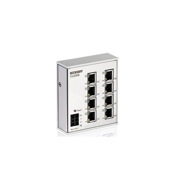 CU2008 BECKHOFF Infrastructure, 8-port switch, Ethernet, 100 Mbit/s, 24 V DC, RJ45