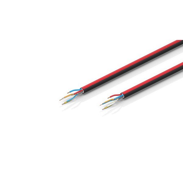 ZB7100-0050 BECKHOFF EtherCAT P cable, no overall shield, PUR, drag-chain suitable, 2 x 0.75 mm² + (1 x 4 x AWG22), black with red stripe, OD = 9.0 mm (±0.2 mm)