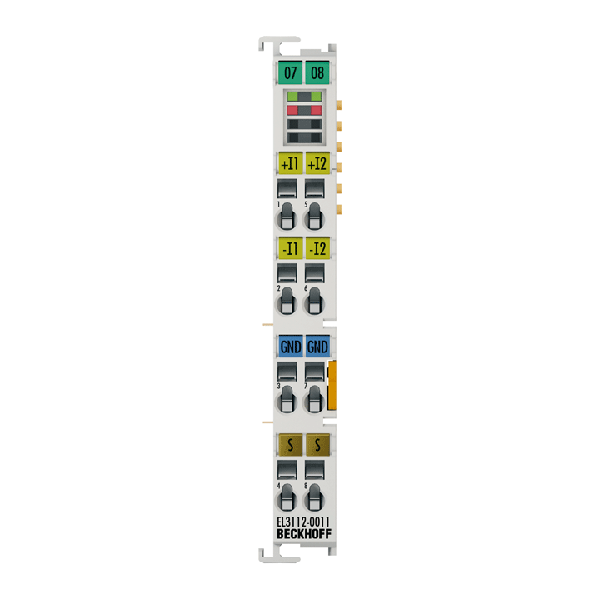 EL3112-0011 BECKHOFF EtherCAT Terminal, 2-channel analog input, current, ±20 mA, 16 bit, differential