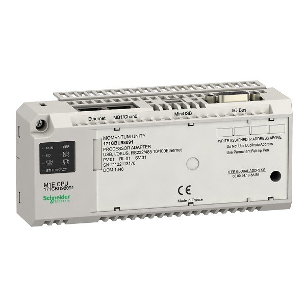 171CBU98091 Schneider Electric Unity M1E processor - RS232/485 - Ethernet - USB - I/O bus - global data
