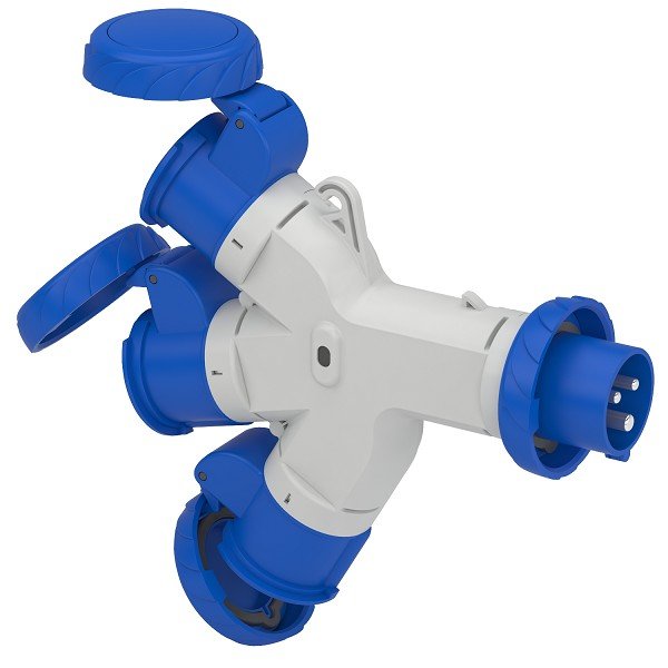 PKZM709 Schneider Electric PratiKa multiple adapter - 3 industrial sockets - 16 A - 2P+E - 220V AC - IP67