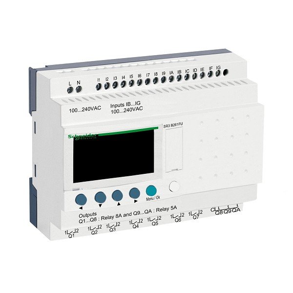 SR3B261FU Schneider Electric Modular smart relay, Zelio Logic, 26 I/O, 100...240 V AC, clock, display