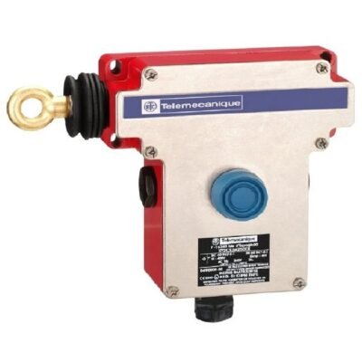 XY2CE2A270EX Schneider Electric Latching emergency stop trip wire switch, Telemecanique Emergency stop rope pull switches XY2C, rope pull e XY2CE, LH side -2NC, booted pushbutton