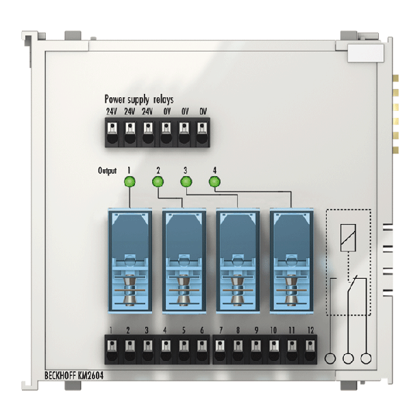 KM2604 BECKHOFF Bus Terminal module, 4-channel relay output, 230 V AC, 16 A