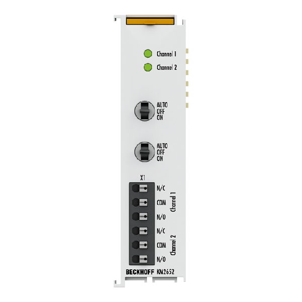 KM2652 BECKHOFF Bus Terminal module, 2-channel digital output, 230 V AC, 6 A, manual/autom. operation
