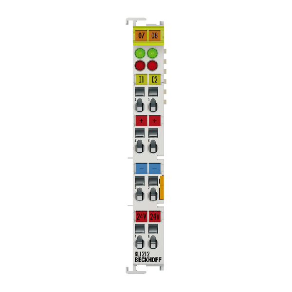 KS1212 BECKHOFF Bus Terminal, 2-channel digital input, 24 V DC, 3 ms, with diagnostics, pluggable wiring
