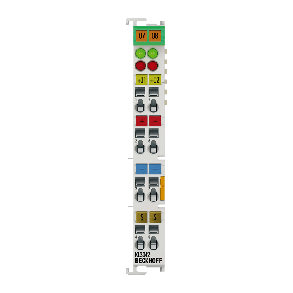 KS3042 BECKHOFF Bus Terminal, 2-channel analog input, current, 0…20 mA, 12 bit, single-ended, pluggable wiring