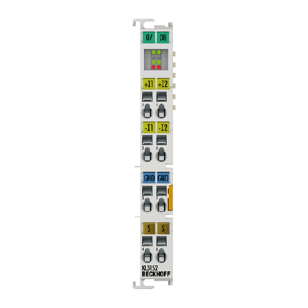 KS3152 BECKHOFF Bus Terminal, 2-channel analog input, current, 4…20 mA, 16 bit, differential, high-precision, pluggable wiring