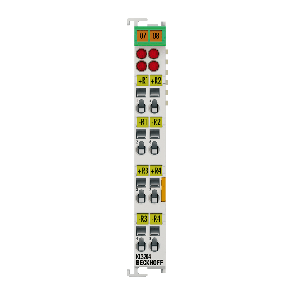 KS3204 BECKHOFF Bus Terminal, 4-channel analog input, temperature, RTD (Pt100), 16 bit, pluggable wiring
