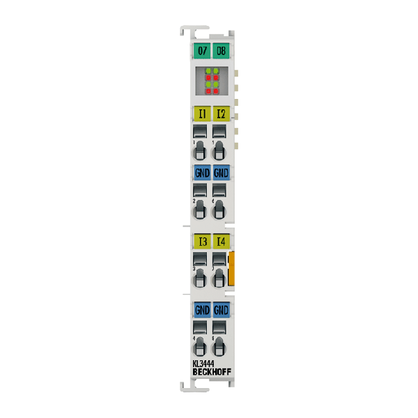KS3444 BECKHOFF Bus Terminal, 4-channel analog input, current, 0…20 mA, 12 bit, single-ended, pluggable wiring