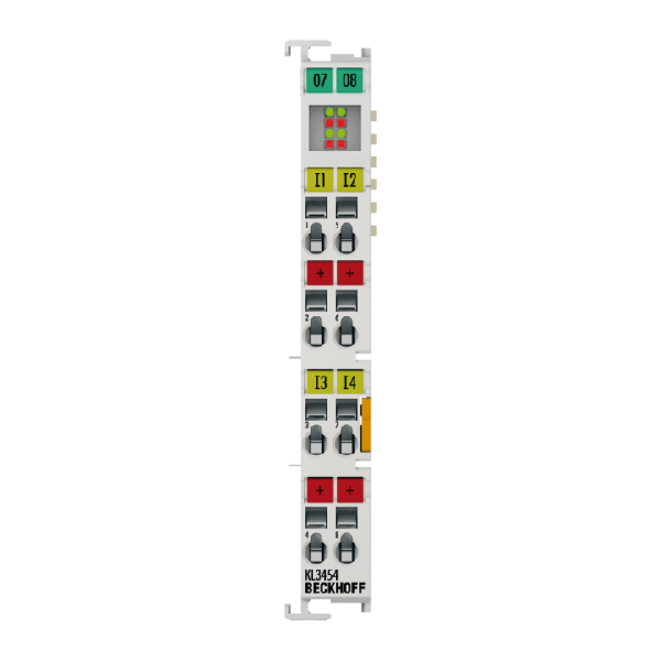 KS3454 BECKHOFF Bus Terminal, 4-channel analog input, current, 4…20 mA, 12 bit, single-ended, pluggable wiring