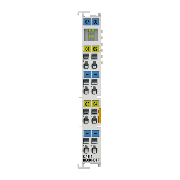 KS4414 BECKHOFF Bus Terminal, 4-channel analog output, current, 0…20 mA, 12 bit, single-ended, pluggable wiring
