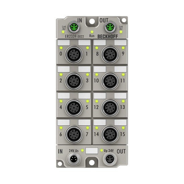 ER2339-0022 BECKHOFF EtherCAT Box, 16-channel digital combi, 24 V DC, 3 ms, 0.5 A, M12, zinc die-cast